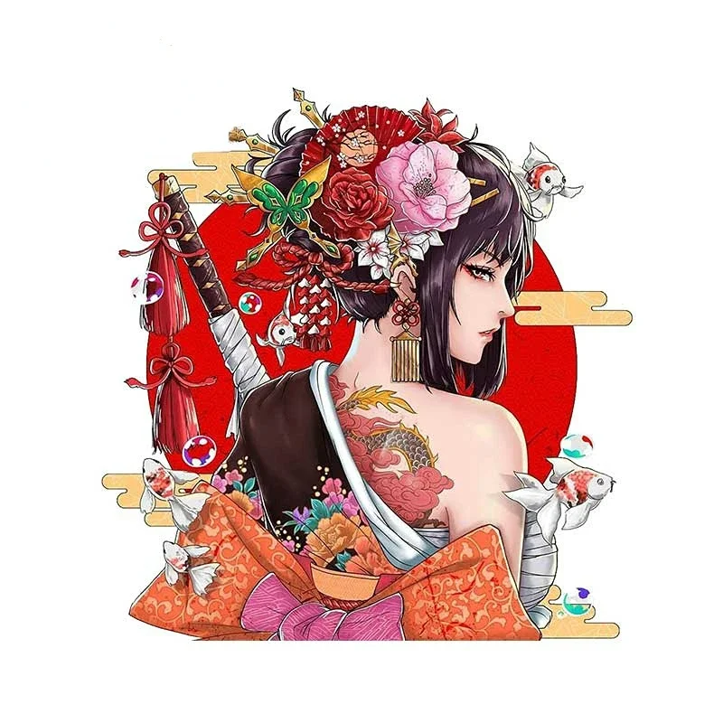 Car Accessories Girly - Car Sticker Japan Samurai Girl Stickers