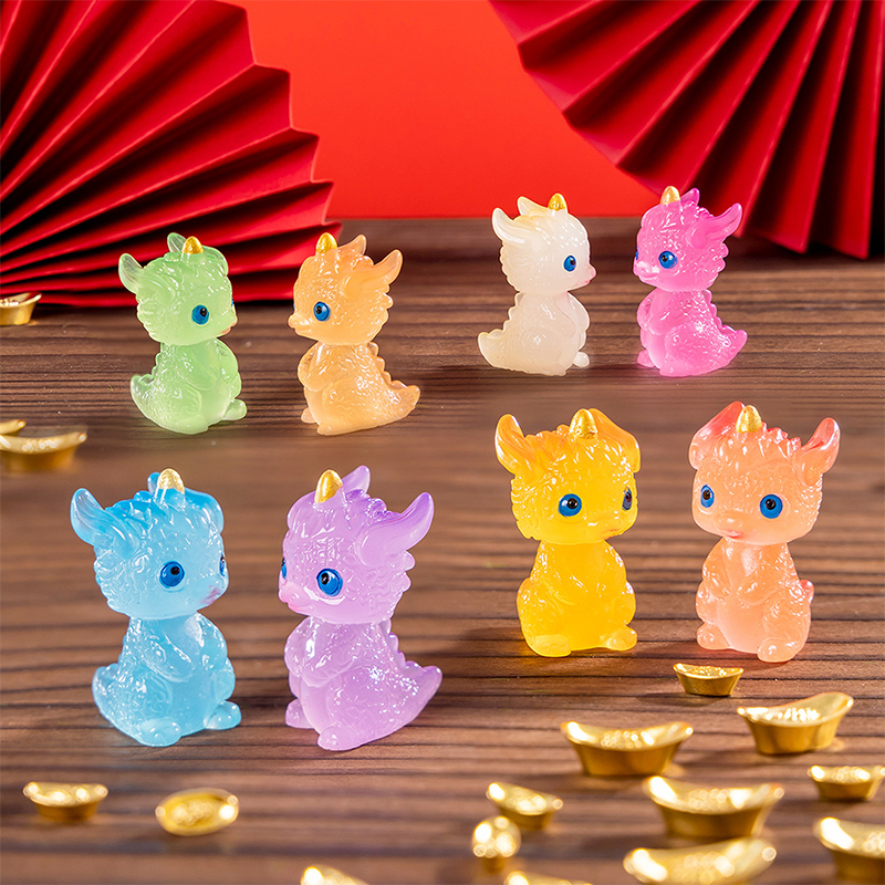 Car Accessories Oman - Mini Luminous Zodiac Dragon Figurine Simulation