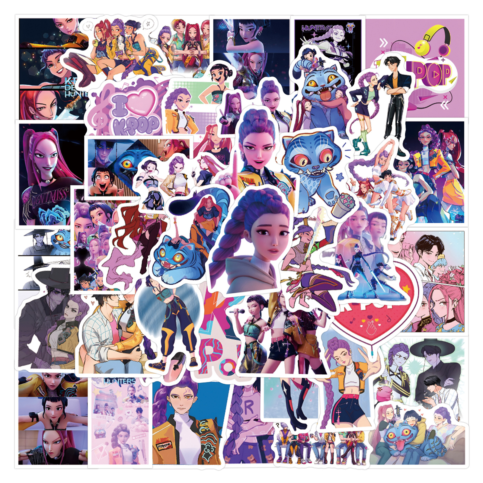 Car Accessories Website - 55/110pcs K-Pop Anime cartoon Stickers Animation