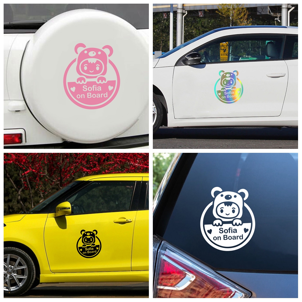 1PC Cute Bear Girl Custom Baby - Car Accessories Girly avaliação e preço