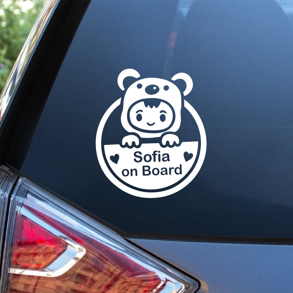 1PC Cute Bear Girl Custom Baby - Car Accessories Girly avaliação e preço