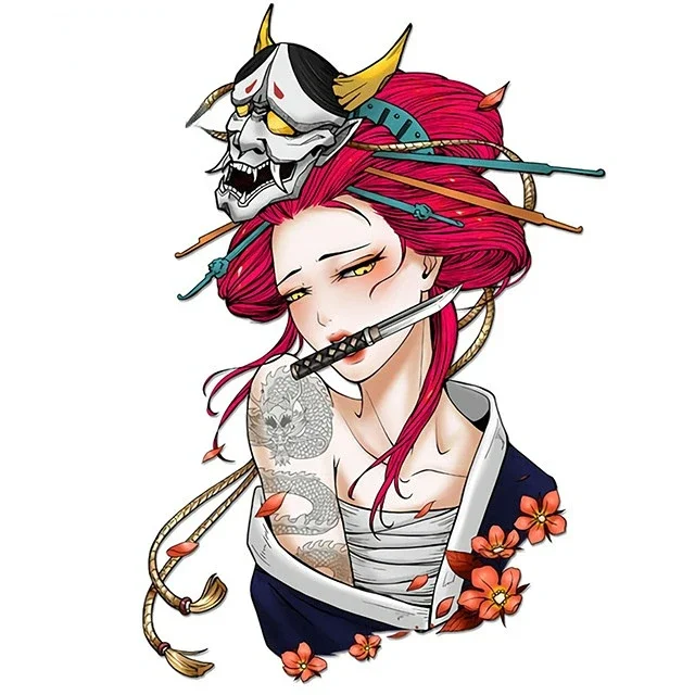 Car Sticker Japan Samurai Girl - Car Accessories Girly avaliação e preço