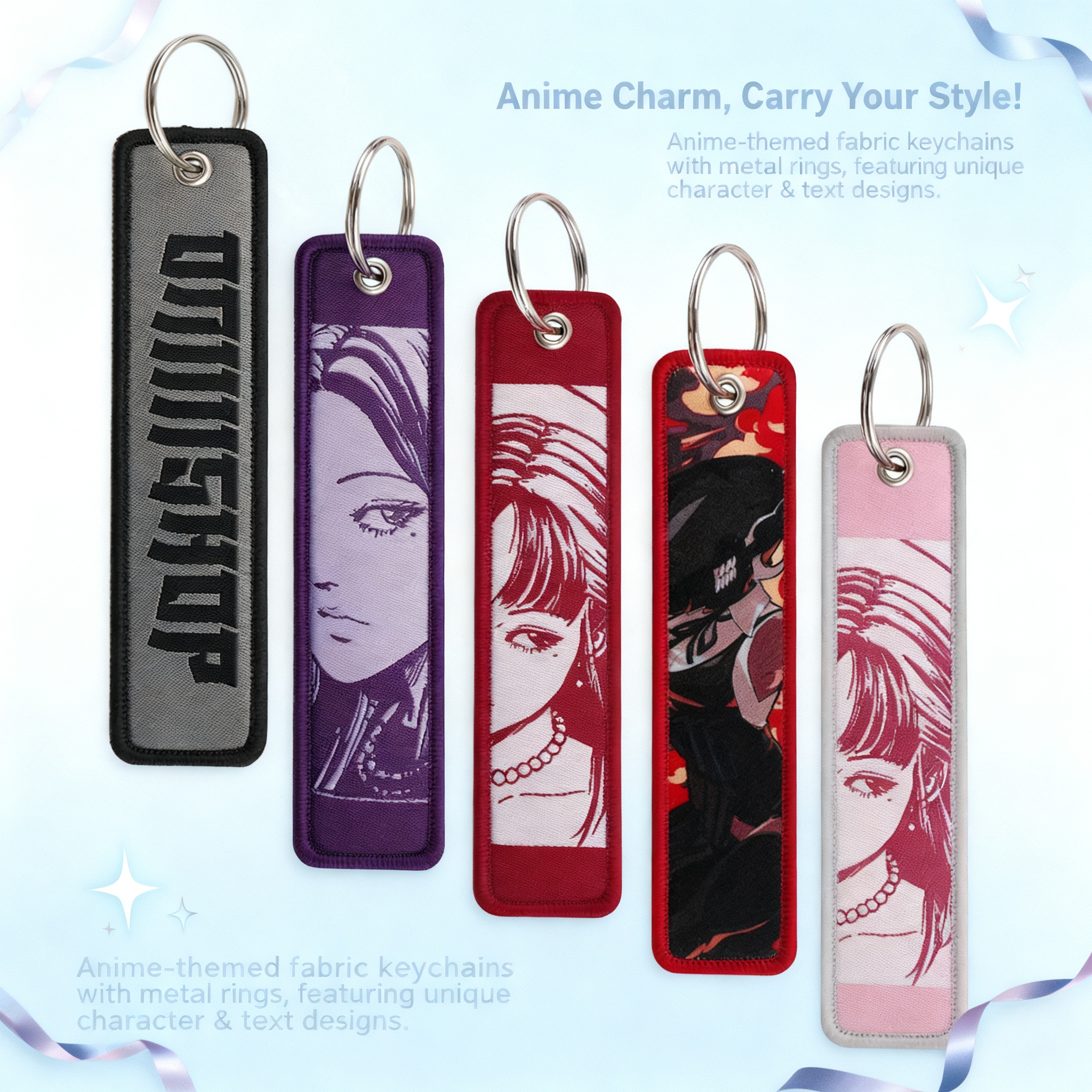 Anime Girls Embroidery Key Fob - Car Accessories Decoration avaliação e preço