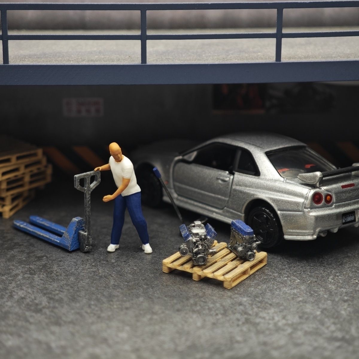 1:64 Car Model Repair Shop Sce - Car Accessories Decoration avaliação e preço