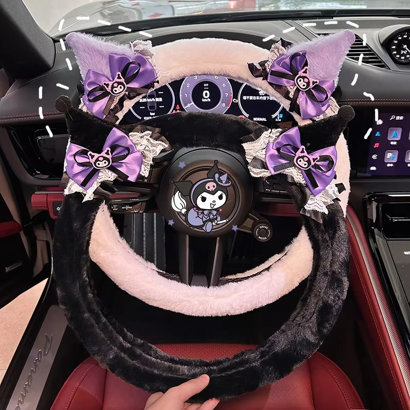 Cute Kuromi Plush Steering Whe - Car Accessories Girly avaliação e preço