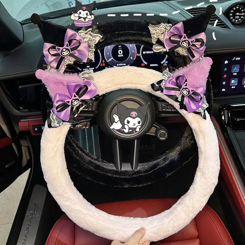 Cute Kuromi Plush Steering Whe - Car Accessories Girly avaliação e preço