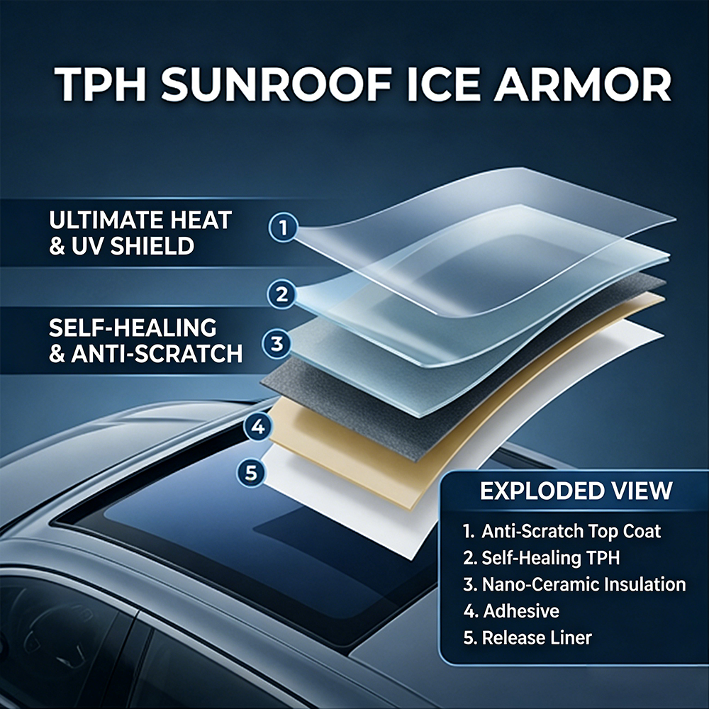 7.5mil TPH Car Sunroof Ice Arm - Tinted Window Film avaliação e preço