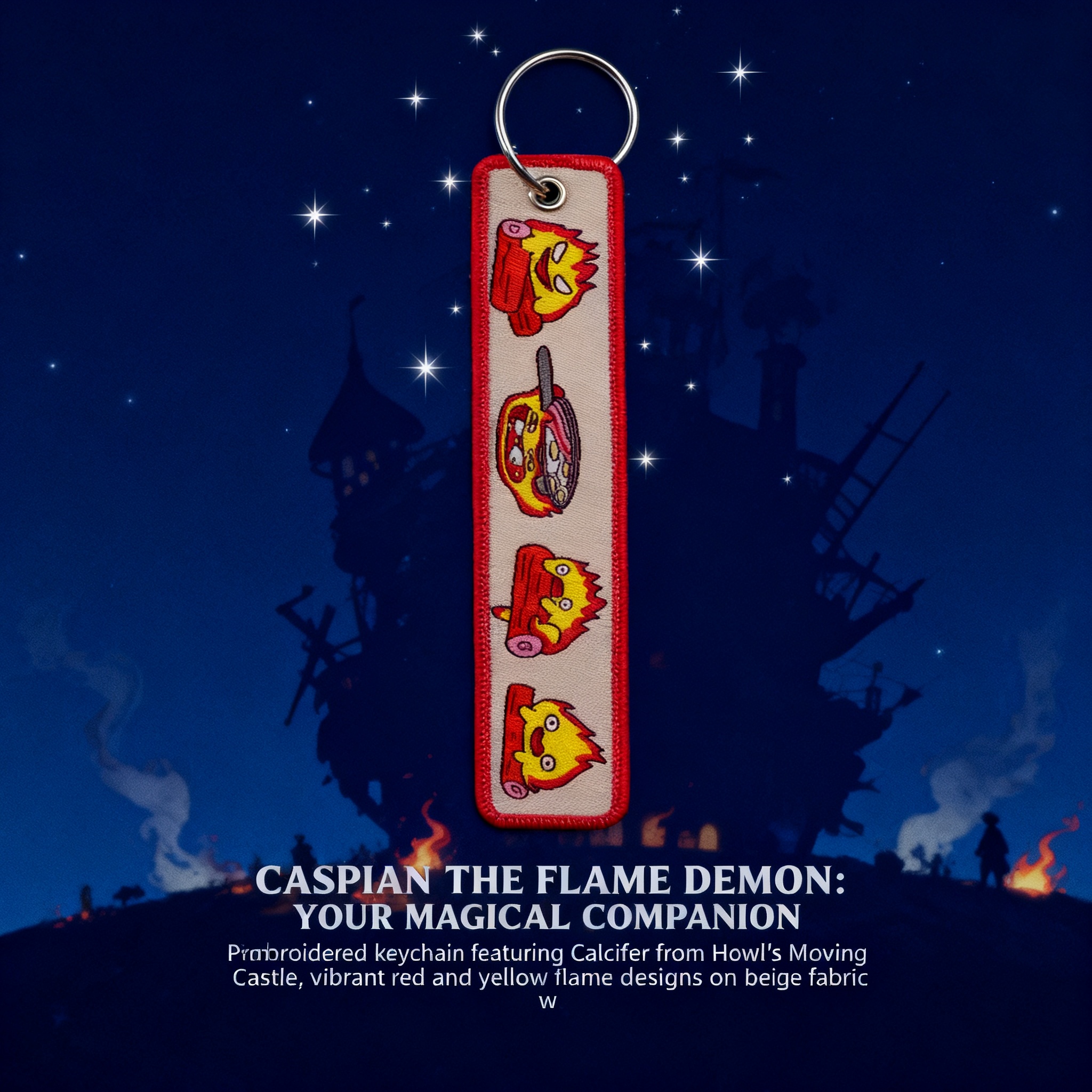 Anime Fire Embroidery Key Fobs - Car Accessories Decoration avaliação e preço