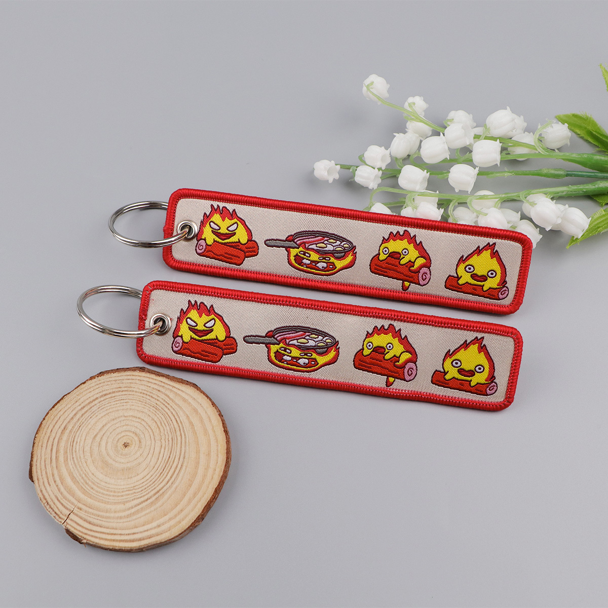 Anime Fire Embroidery Key Fobs - Car Accessories Decoration avaliação e preço