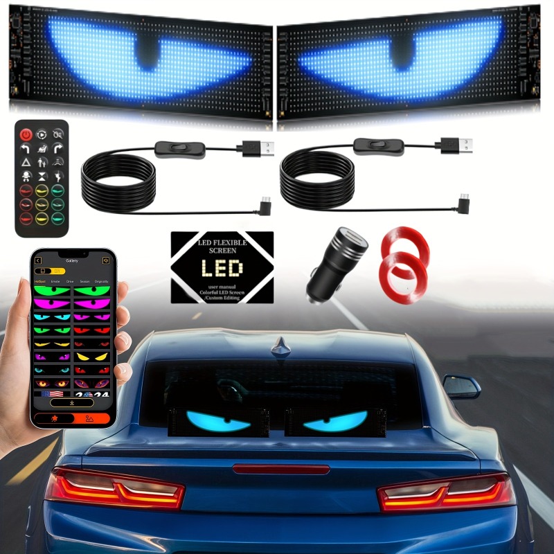 2pcs LED Matrix Panel Sign USB - Car Accessories Decoration avaliação e preço