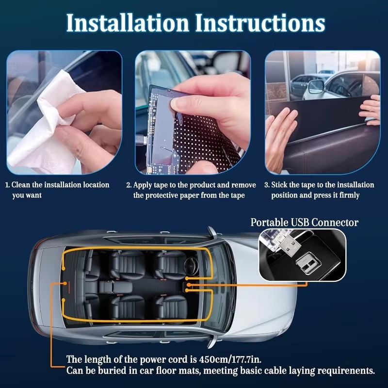 2pcs LED Matrix Panel Sign USB - Car Accessories Decoration avaliação e preço